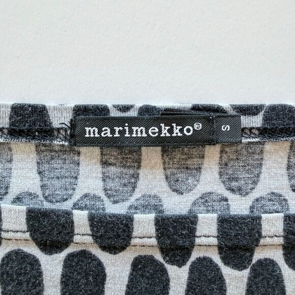 EUC Marimekko Taos Oval 3/4 Sleeve Boatneck Cotton Top in Black & Grey Size S - Picture 4 of 8